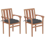 Tuinstoelen massief teakhout met antraciet kussens 2 stuks