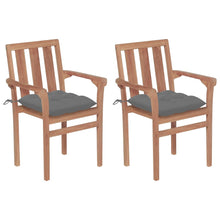 Tuinstoelen Met Grijze Kussens Massief Teakhout 2