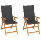 Tuinstoelen 2 st massief teakhout met antraciet kussens