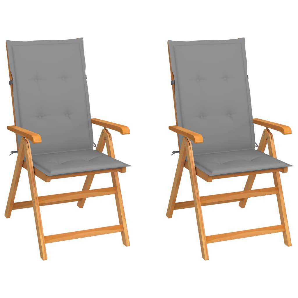 Tuinstoelen Met Grijze Kussens Massief Teakhout 2 Grijs
