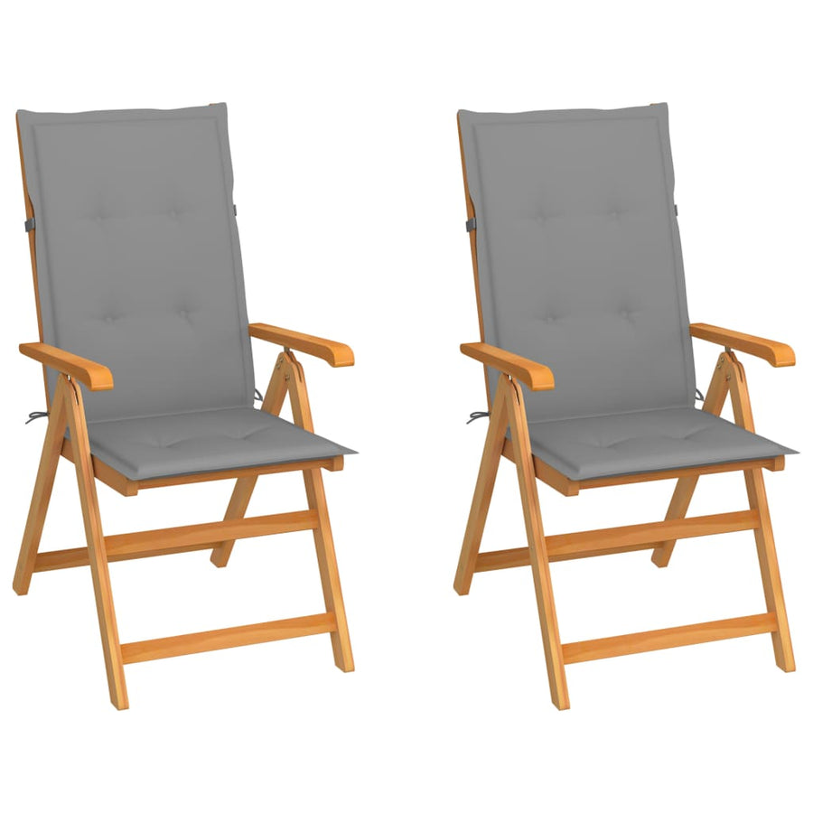 Tuinstoelen Met Grijze Kussens Massief Teakhout 2 Grijs