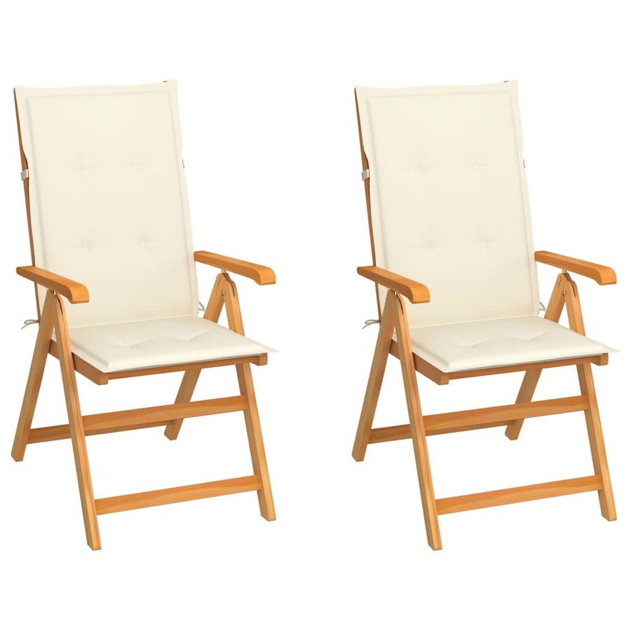 Tuinstoelen Met Kleurige Kussens Massief Teakhout 2 Crème