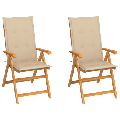 Tuinstoelen Met Kussens Massief Teakhout 2 Beige