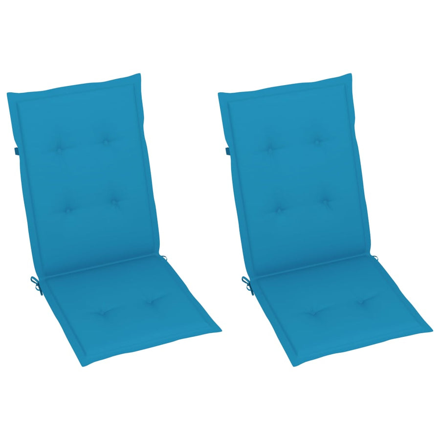 Tuinstoelen Met E Kussens Massief Teakhout 2 Blauw
