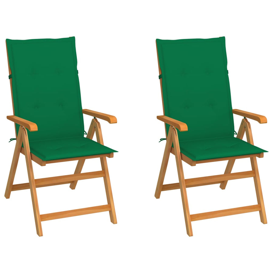 Tuinstoelen Met E Kussens Massief Teakhout 2 Groen