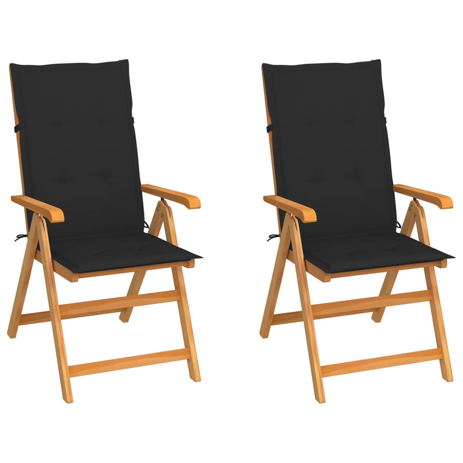 Tuinstoelen Met E Kussens Massief Teakhout 2 Zwart