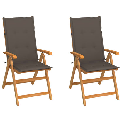 Tuinstoelen Met Kussens Massief Teakhout 2 Taupe
