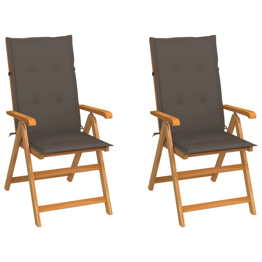 Tuinstoelen Met Kussens Massief Teakhout 2 Taupe
