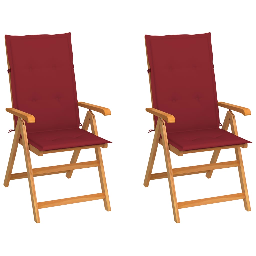 Tuinstoelen Met Wijnrode Kussens Massief Teakhout 2 Wijnrood