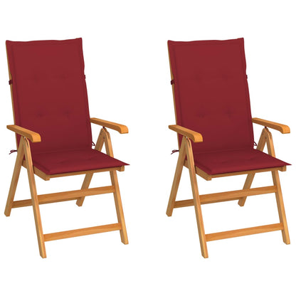 Tuinstoelen Met Wijnrode Kussens Massief Teakhout 2 Wijnrood