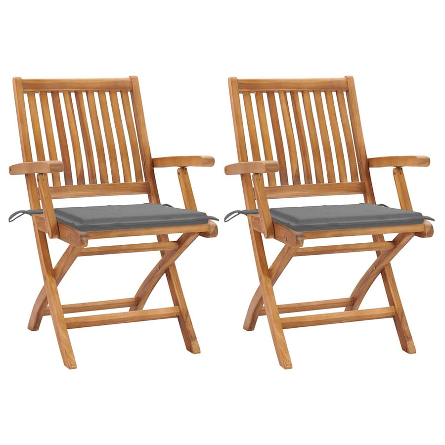 Tuinstoelen Met Grijze Kussens Massief Teakhout Grijs 1 2