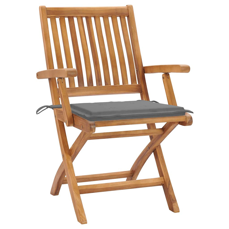 Tuinstoelen Met Grijze Kussens Massief Teakhout Grijs 1 2