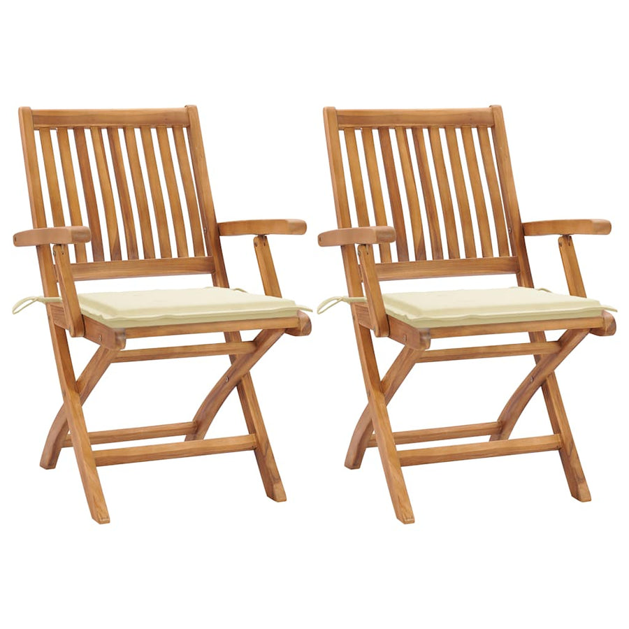 Tuinstoelen Met Kleurige Kussens Massief Teakhout Crème 1 2
