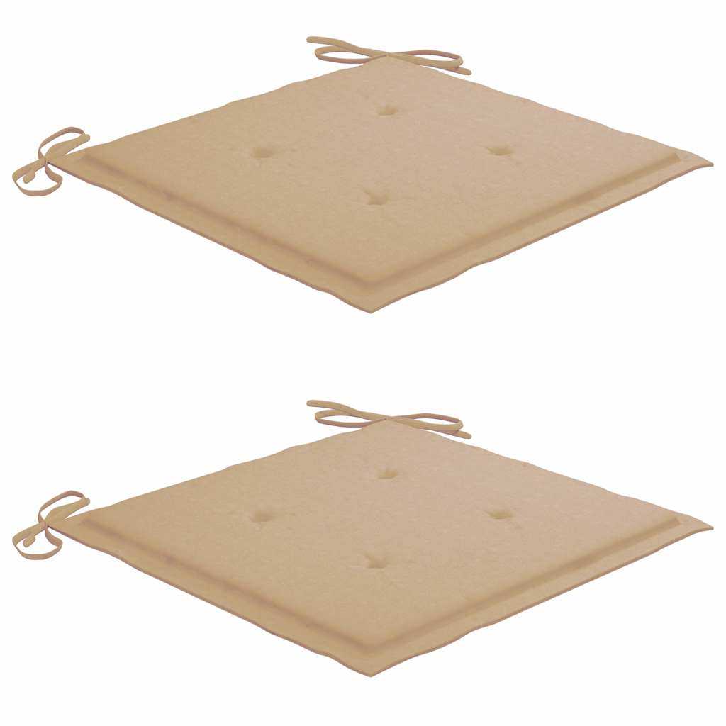 Tuinstoelen 2 St Met Beige Kussens Massief Teakhout 2