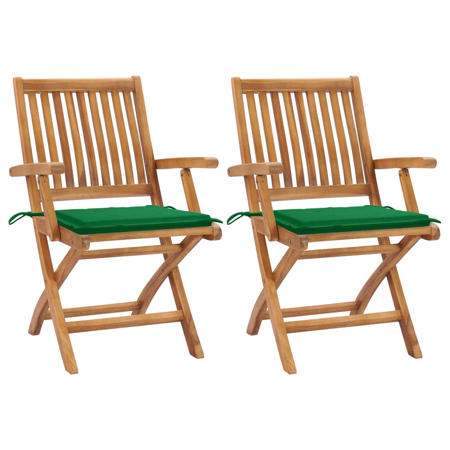 Tuinstoelen Met E Kussens Massief Teakhout Groen 1
