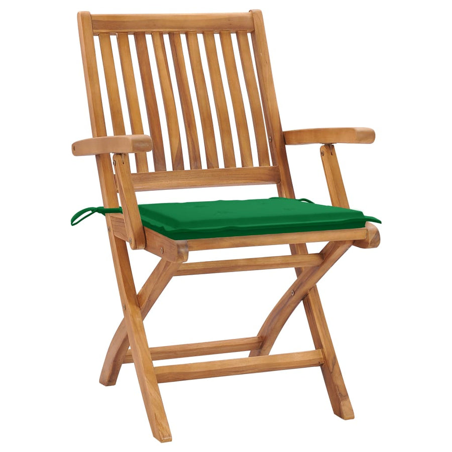 Tuinstoelen Met E Kussens Massief Teakhout Groen 1