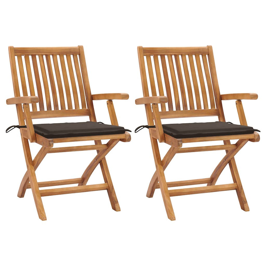 Tuinstoelen Met Kussens Massief Teakhout Taupe 1