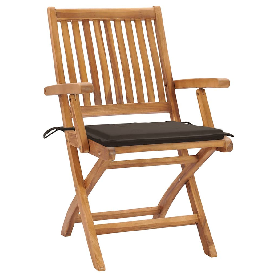 Tuinstoelen Met Kussens Massief Teakhout Taupe 1