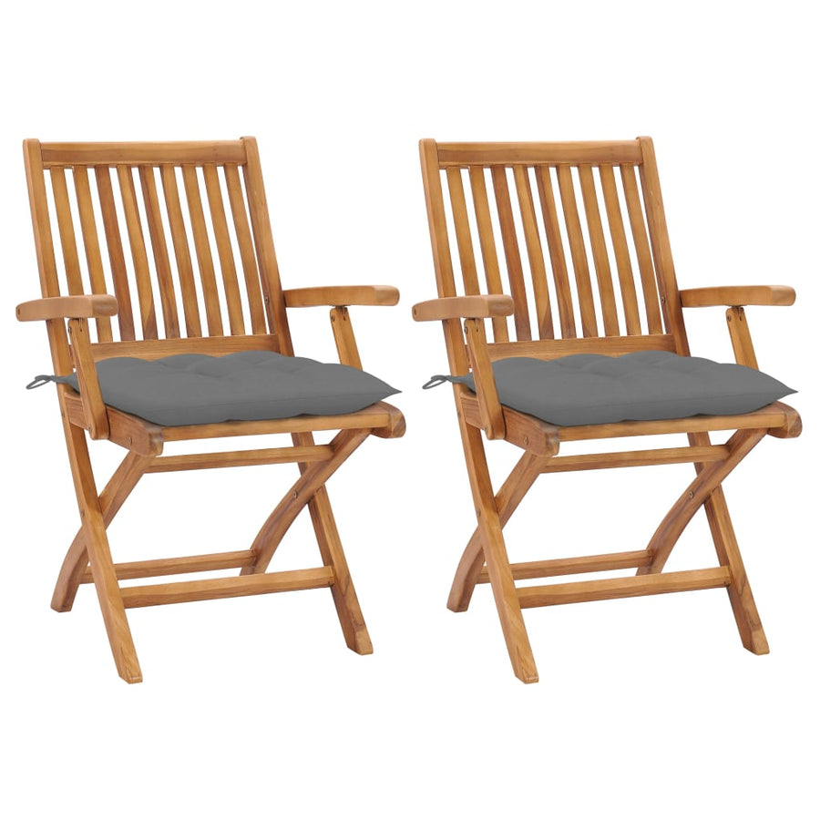 Tuinstoelen Met Grijze Kussens Massief Teakhout Grijs 1 2