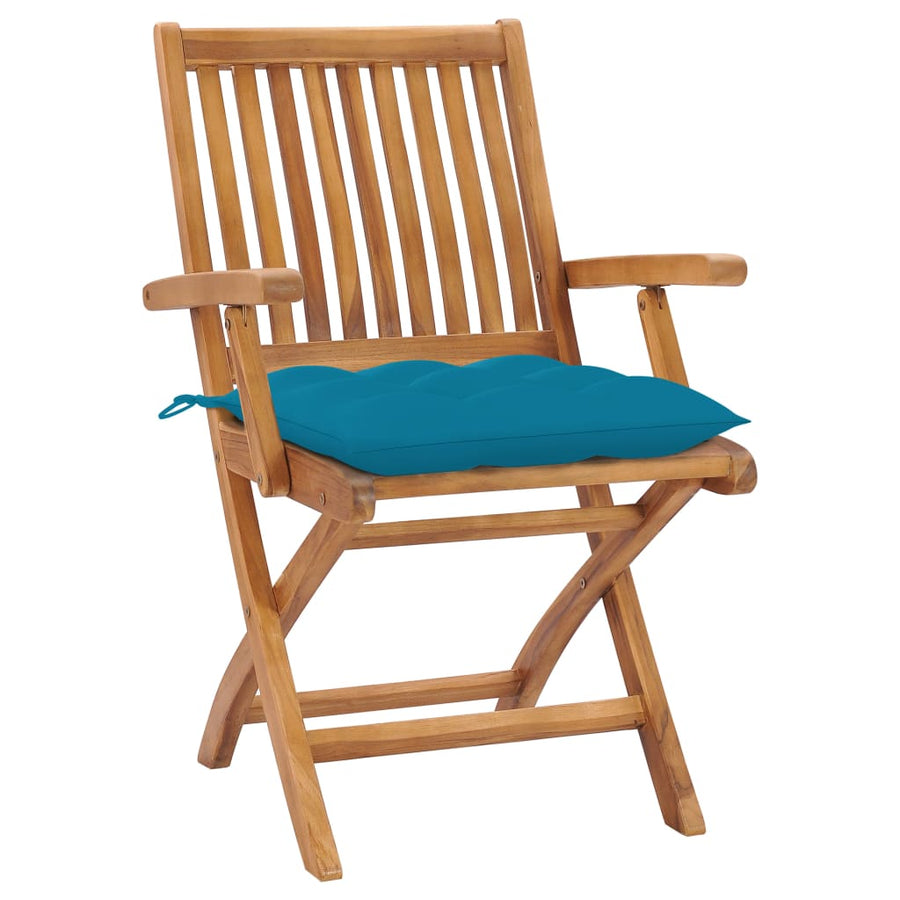 Tuinstoelen Met E Kussens Massief Teakhout Lichtblauw 1 2