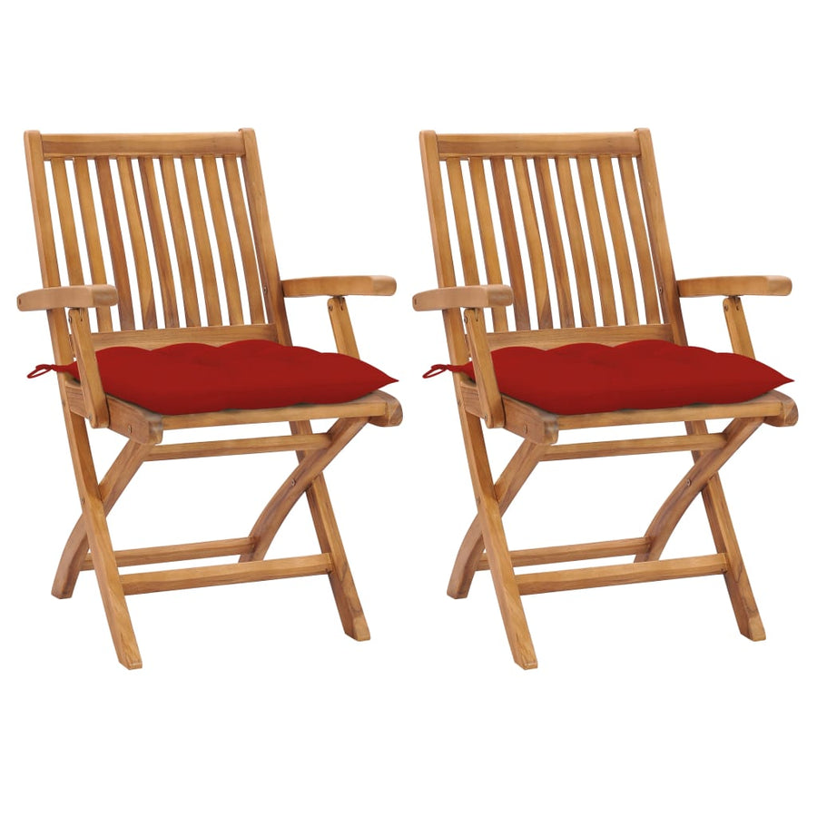 Tuinstoelen Met Rode Kussens Massief Teakhout Rood 1