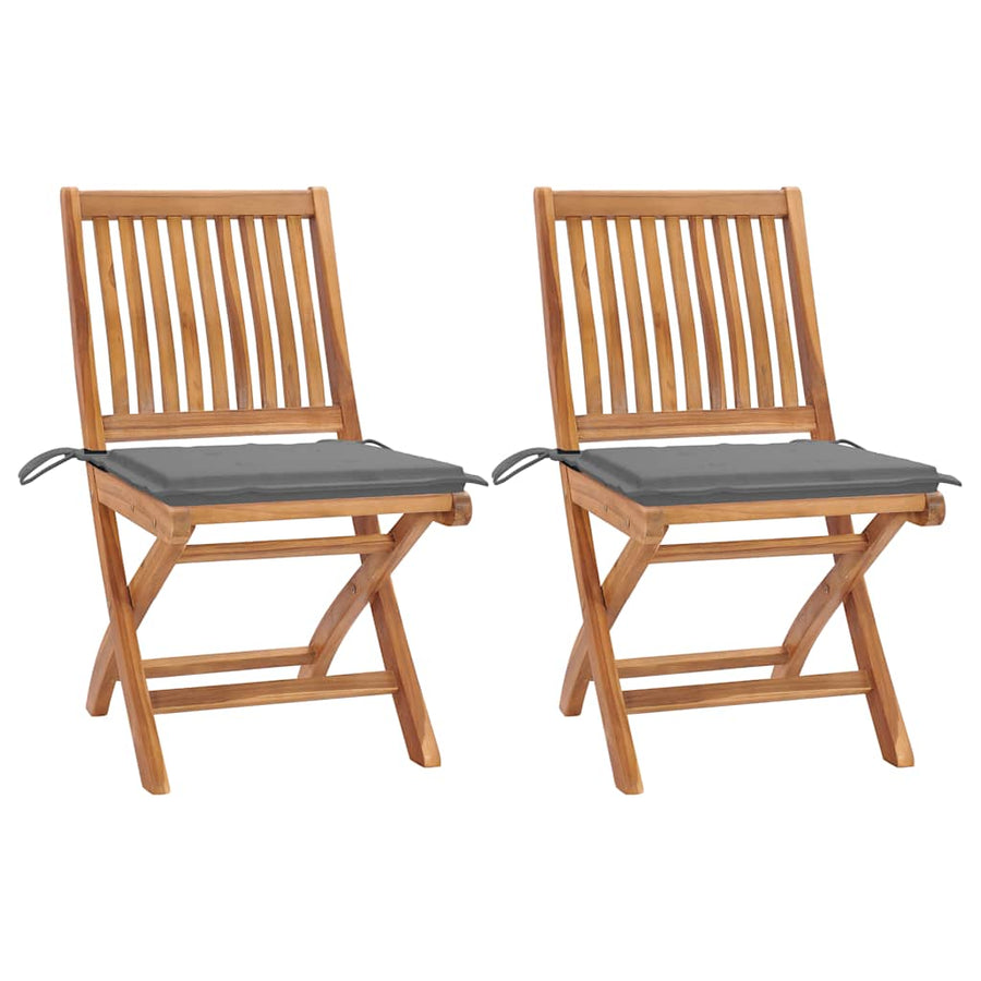 Tuinstoelen Met Grijze Kussens Massief Teakhout Grijs 1 2