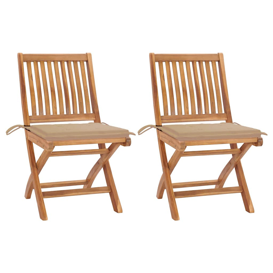 Tuinstoelen Met Kussens Massief Teakhout Beige 1