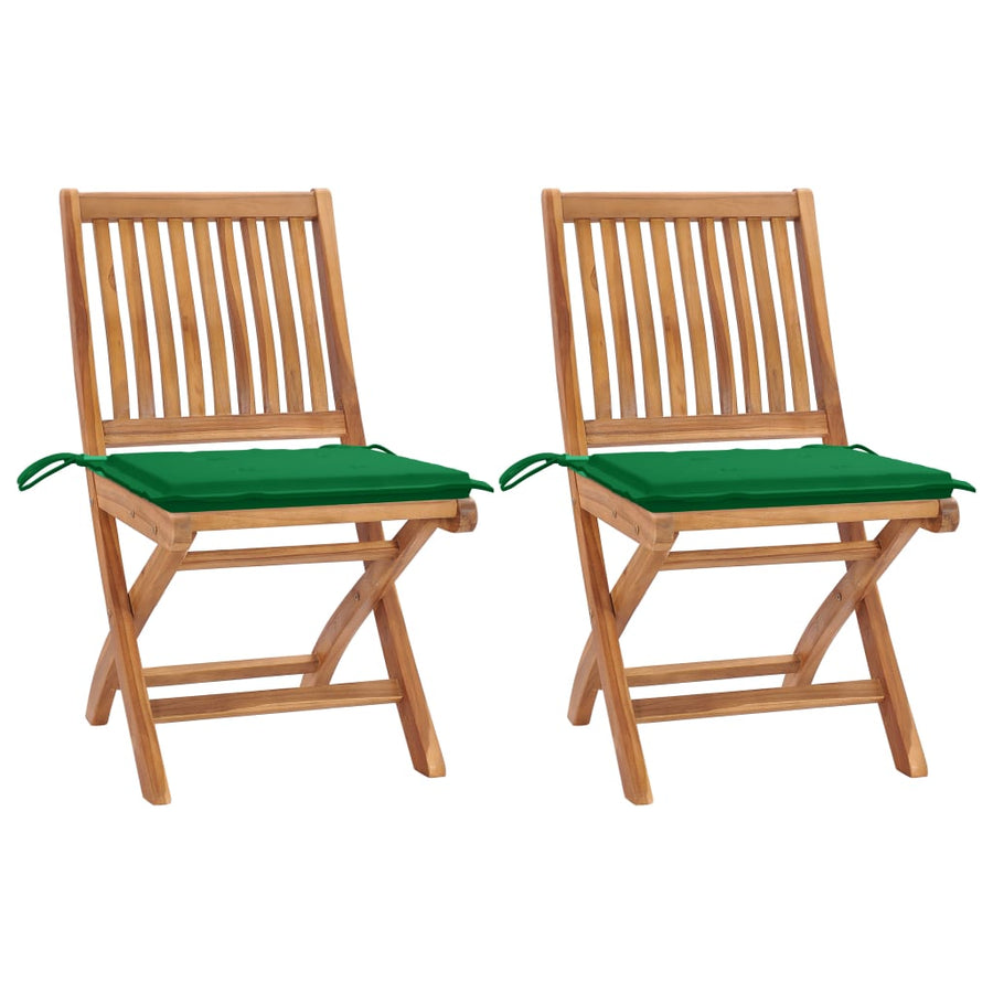 Tuinstoelen Met E Kussens Massief Teakhout Groen 1