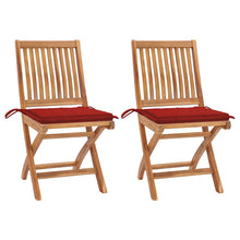 Tuinstoelen 2 St Met Rode Kussens Massief Teakhout