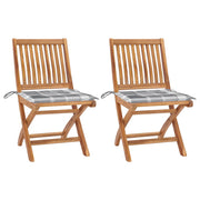 Tuinstoelen 2 st massief teakhout met kussens