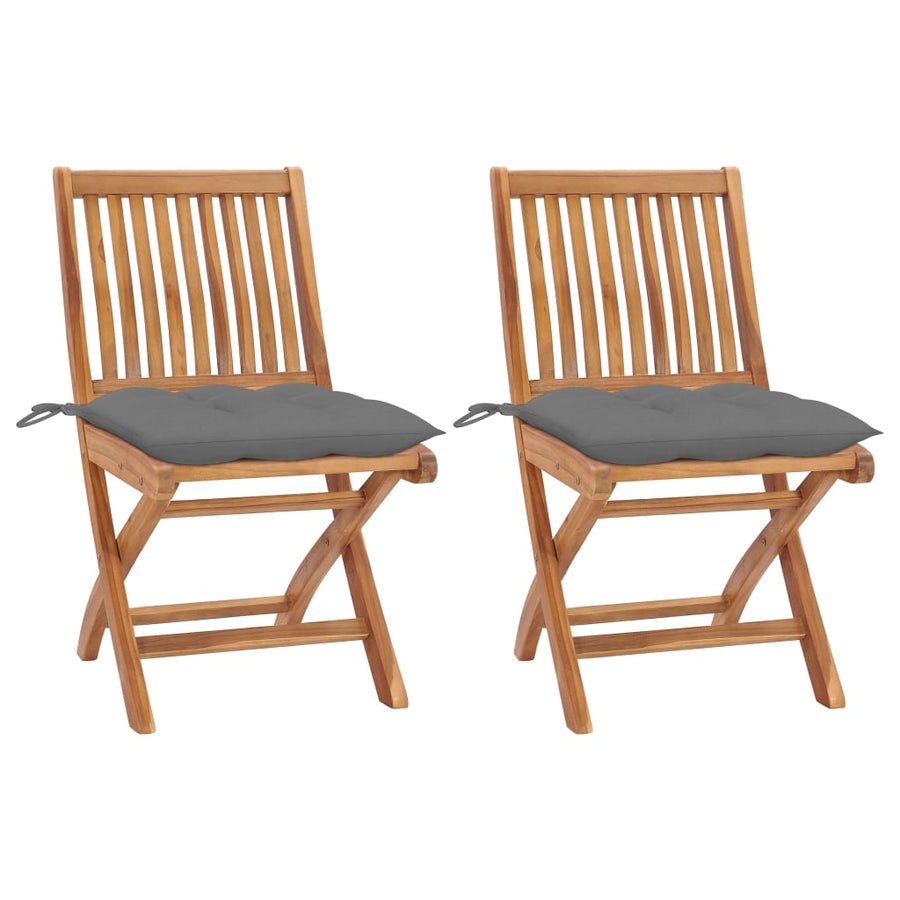 Tuinstoelen Met Grijze Kussens Massief Teakhout Grijs 1 2