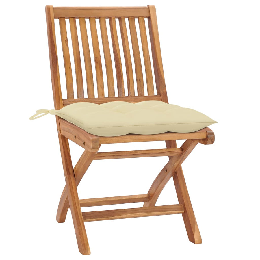 Tuinstoelen Met Witte Kussens Massief Teakhout Crème 1 2