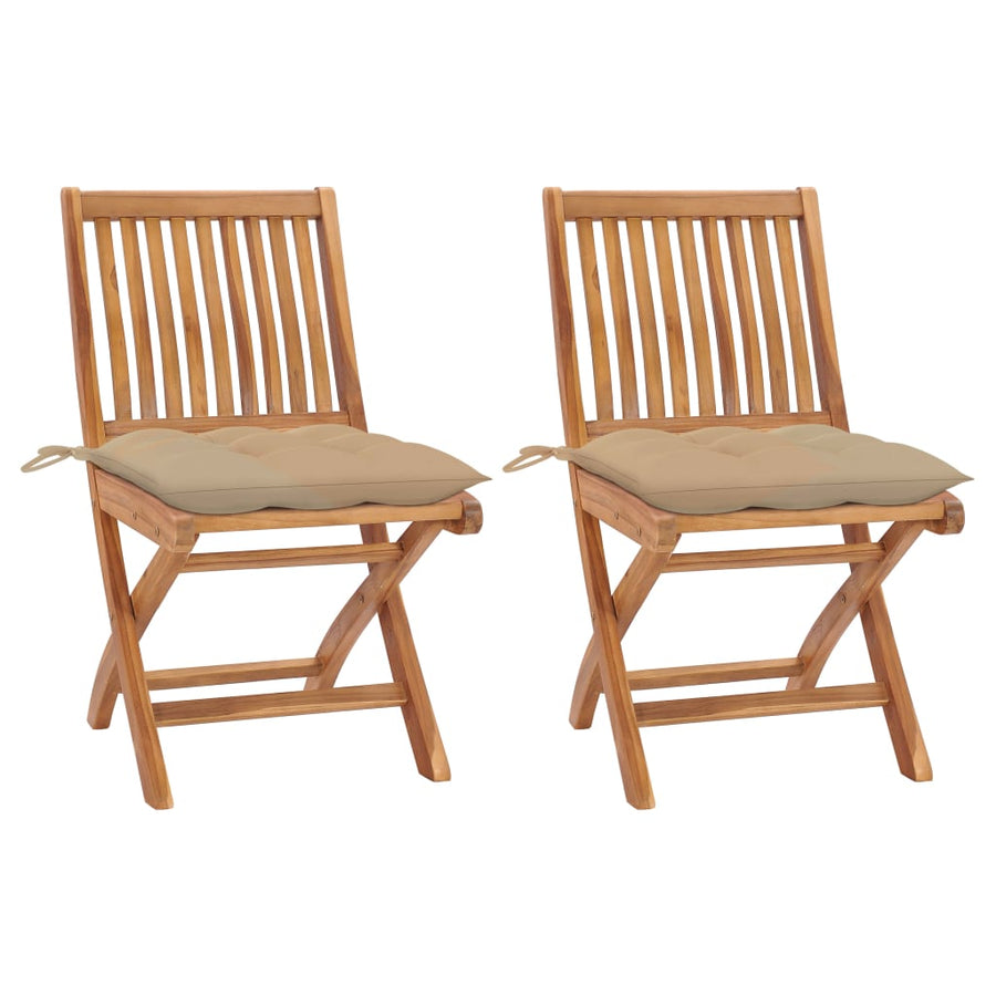 Tuinstoelen Met Kussens Massief Teakhout Beige 1