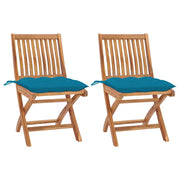 Tuinstoelen 2 st massief teakhout lichtblauw