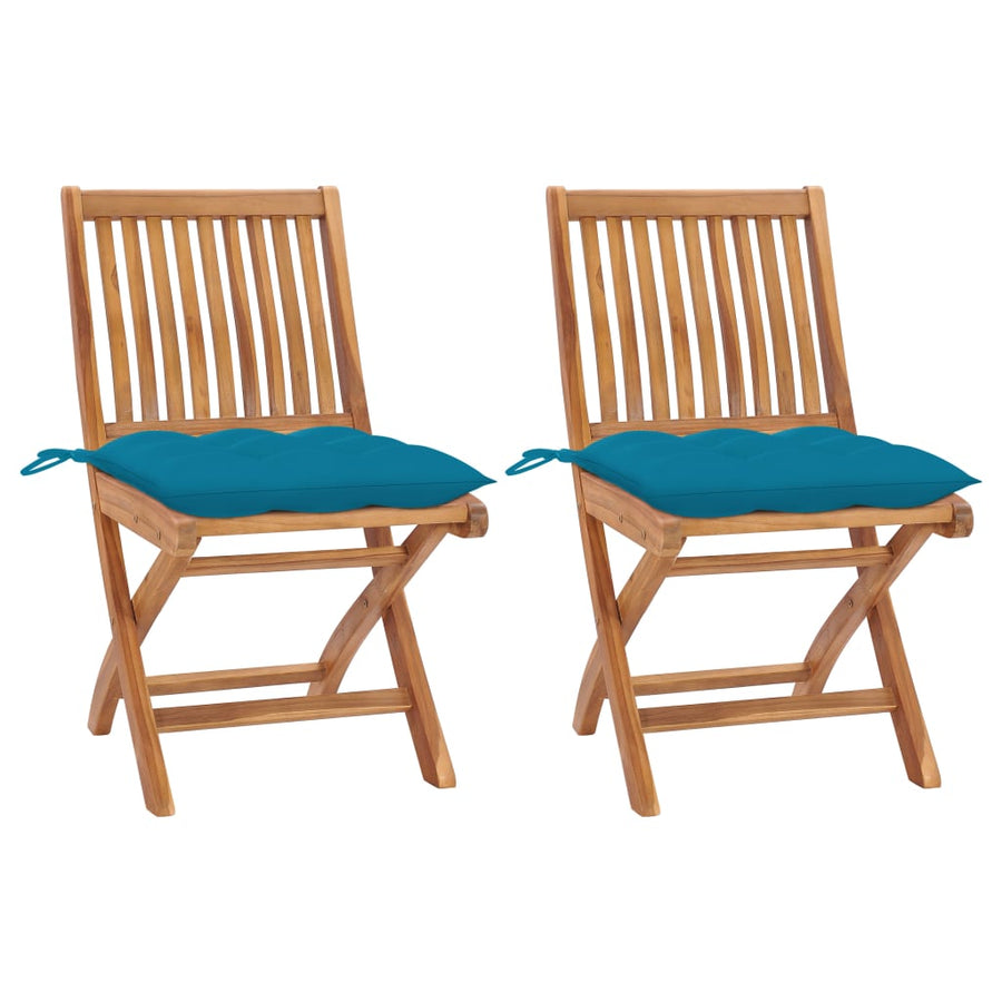 Tuinstoelen Met E Kussens Massief Teakhout Lichtblauw 1 2