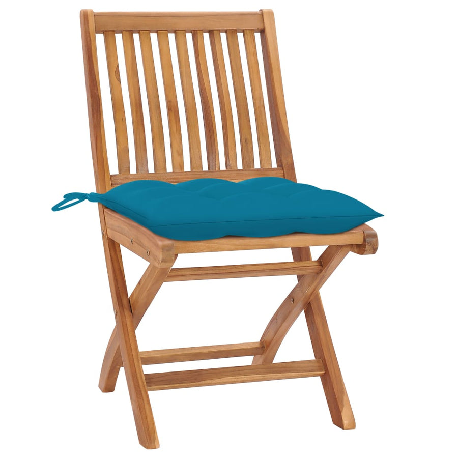 Tuinstoelen Met E Kussens Massief Teakhout Lichtblauw 1 2