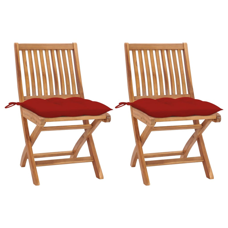 Tuinstoelen Met Rode Kussens Massief Teakhout Rood 1