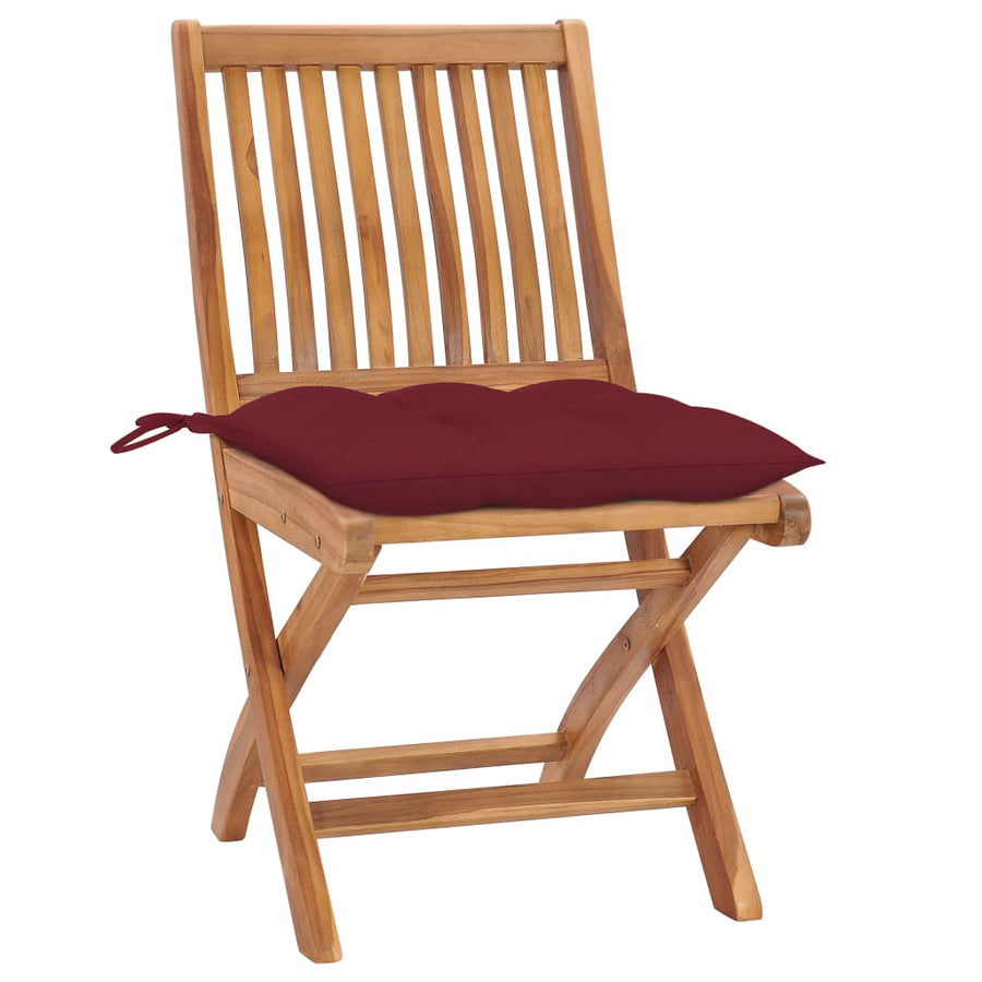 Tuinstoelen Met Wijnrode Kussens Massief Teakhout Wijnrood 1 2