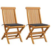 Tuinstoelen 2 st massief teakhout antraciet kussens