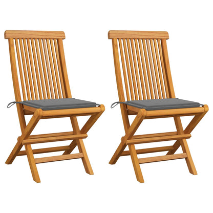 Tuinstoelen Met Grijze Kussens Massief Teakhout 1 2 Grijs
