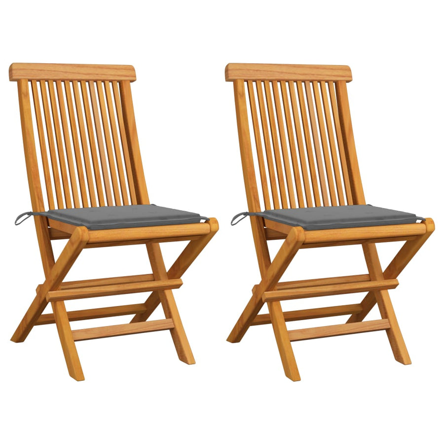 Tuinstoelen Met Grijze Kussens Massief Teakhout 1 2 Grijs