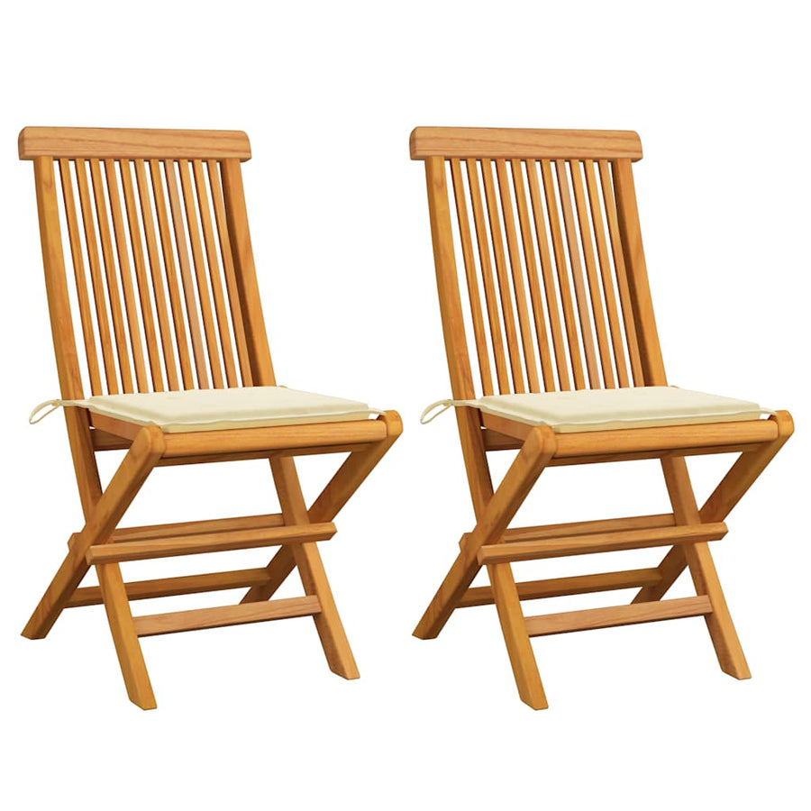Tuinstoelen Met Kleurige Kussens Massief Teakhout 1 2 Crème