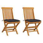 Tuinstoelen 2 st massief teakhout antraciet kussens