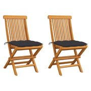 Tuinstoelen 2 st massief teakhout antraciet kussens