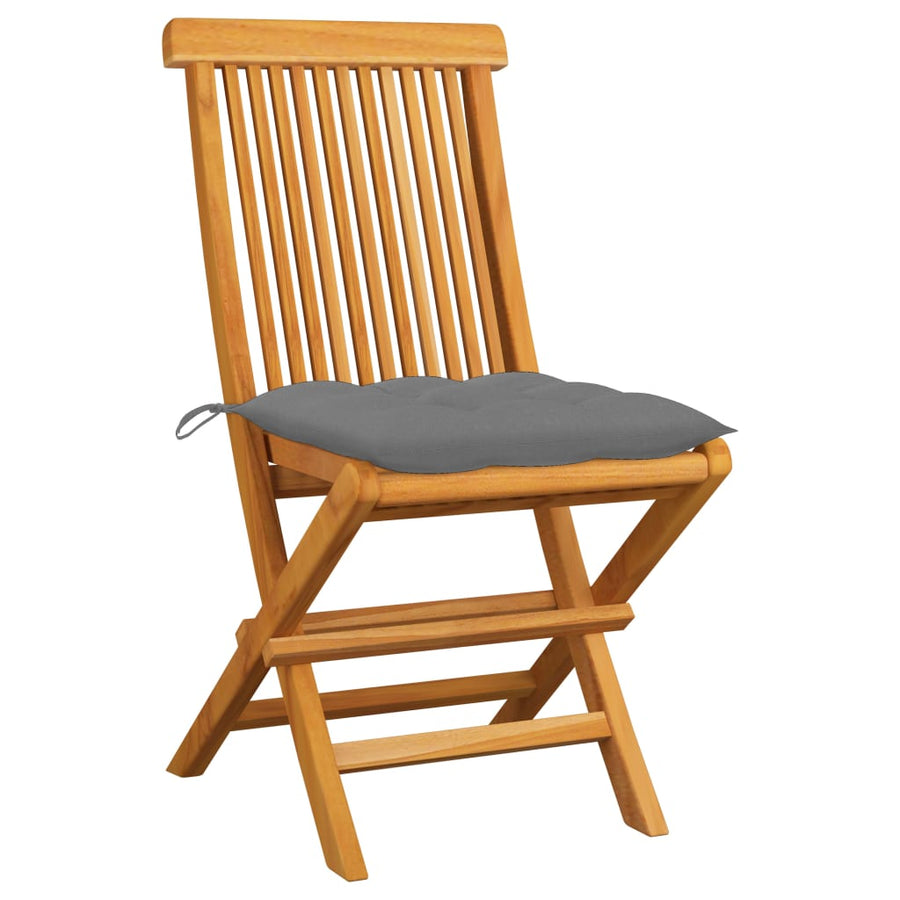 Tuinstoelen Met Grijze Kussens Massief Teakhout 2 Grijs