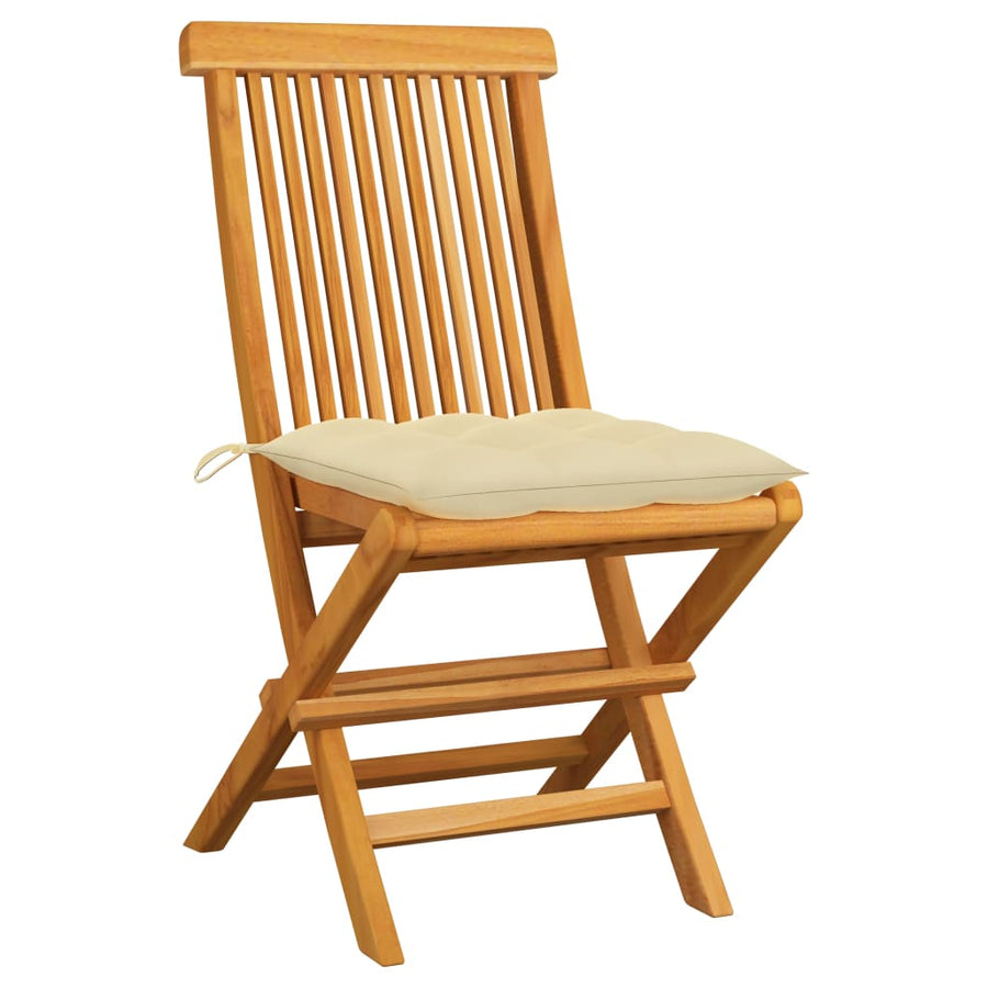 Tuinstoelen Met Witte Kussens Massief Teakhout 2 Crème