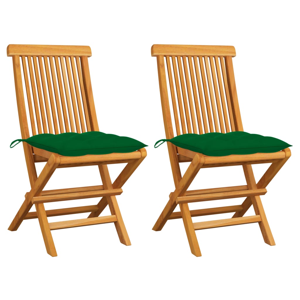 Tuinstoelen Met E Kussens Massief Teakhout 2 Groen