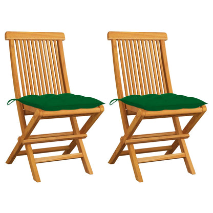 Tuinstoelen Met E Kussens Massief Teakhout 2 Groen
