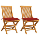 Garden Chairs With Red Cushions Solid Teak Wood 2