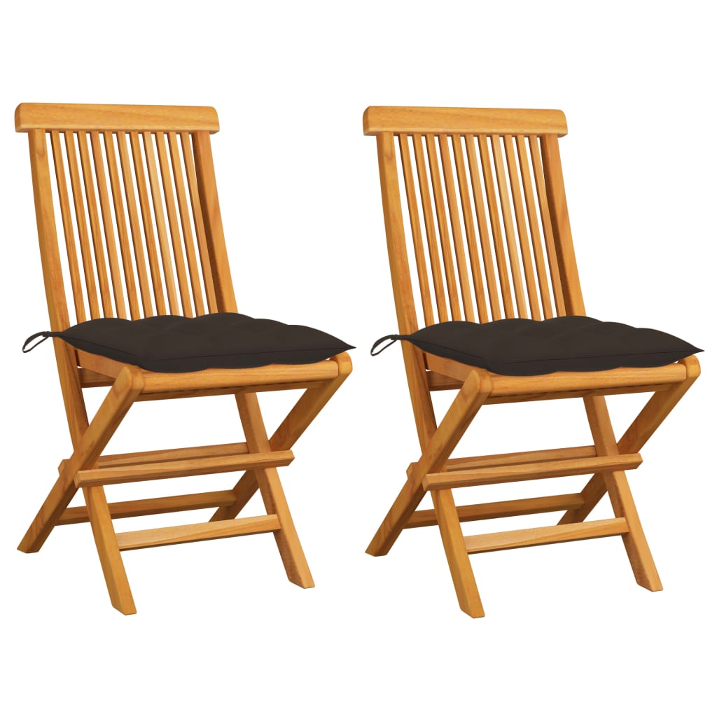 Tuinstoelen Met Kussens Massief Teakhout 2 Taupe
